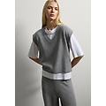 - gilet in pura lana grigia regular fit donna grigio melange taglia xs