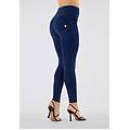pantaloni push up wr. up effetto denim superskinny vita alta dark jeans-yellow seam donna large