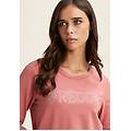 felpa girocollo con logo in strass light mahogany donna extra large