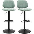 sgabelli da bar design regolabili in tessuto effetto velluto testurato verde celadon e metallo nero