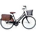 bicicletta donna da passeggio 26 bici città vintage con cestino e borse nera