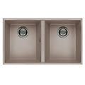 lavello 2 vasche (76x43 5cm) quadra 350 sottotop tortora opaco lgq35043bso