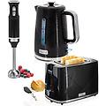 set colazione skt1186blk elegance tostapane 2 fette 870w bollitore 1. 7l 2200w frullatore a mano