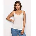 top scollo a v con pizzo basic in tencel modal con lana / crema / s crema