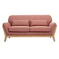divano scandinavo 2 posti in tessuto effetto velluto texture terracotta e legno chiaro yoko