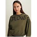 felpa oversize cropped con maxi stampa flow ivy green donna large