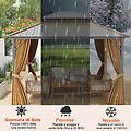 gazebo hardtop 354x294 cm con zanzariera tende tetto in metallo zincato a doppio strato