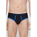 slip in cotone organico con bordi a contrasto e logo uomo blu tama&ntilde;o l