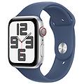 watch se gps + cellular 44mm cassa in alluminio color argento con denim sport band m/l