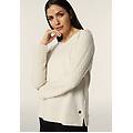 felpa donna girocollo in viscosa con maniche a trecce white sand donna medium