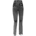 jeans push up wr. up wide bottom in denim navetta con strappi jeans slavato-cuciture grigie donna