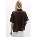 camicia manica corta in tela di lino the pure linen donna marrone taglia m