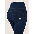 jeggings push up wr. up 7/8 clessidra vita alta con zip dark jeans-yellow seam donna extra small