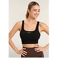 top sportivo con coppe e inserti a spina di pesce nero donna medium/large