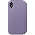 custodia a libro in pelle in lilla per iphone xs