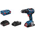 bosch - gsb 18v 55 trapano a percussione 2x4 0ah batterie e caricatore 18 volt blu