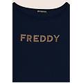 t-shirt a maniche lunghe in jersey con logo in strass dark sapphire donna medium