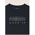 t-shirt girocollo con grafica dorata e perline dark sapphire donna medium