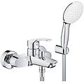 eurosmart set miscelatore monocomando cromo metallo vasca doccia + manopola + supporto a parete +