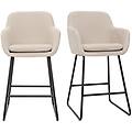 sgabello da bar in tessuto effetto velluto beige h65 cm (set di 2) amika