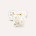 orecchini lobo bon ton oro giallo perla d'acqua dolce cubic zirconia collezione bon ton oro giallo