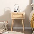 comodino in rattan con decorazione intrecciata a mano tavolino da letto boho in legno stile