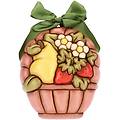 formella media a forma di cesto con fiori e frutta
