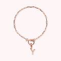bracciale catena forzatina con pendente lettera pav&eacute; in cubic zirconia