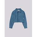 camicia cropped in denim medio
