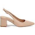 décolleté slingback donna beige tacco largo 6 5 cm
