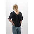 maglia manica corta kimono in elevated cotton donna nero taglia m