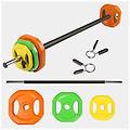 - trade shop set bilanciere con dischi colorati pesi da 20kg per allenamento home gym fitness
