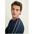 t-shirt manica lunga in jersey con cuciture a contrasto dark sapphire-white uomo extra large