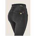 jeggings n. o. w. skinny vita alta con impunture decorative jeans nero-cuciture in tono donna small