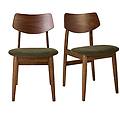 sedie scandinave in legno scuro e tessuto effetto velluto testurizzato verde kaki (set di 2) elion