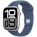watch series 10 serie 10 gps + cellular 46mm cassa in alluminio color argento con denim sport band