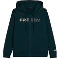 freddy. felpa full zip con cappuccio e logo frontale perlato felpa con cerniera ritiro gratis
