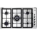 il 59 pro nd piano cottura a gas 5 zone doppia corona griglie in ghisa 86 cm acciaio inox