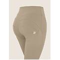 pantaloni wr. up flare vita alta in cotone con impunture irish cream donna extra large
