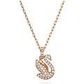 pendente swan cigno piccolo bianco placcato color oro rosa