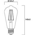 e27 led filamenti st64 4w 2. 700k 840 lm