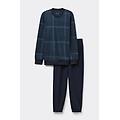 pigiama lungo tricot fantasia check uomo blu taglia xl