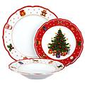 set posto tavola 3 piatti natale albero rosso