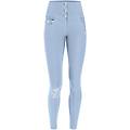 pantaloni push up wr. up 7/8 vita alta con bottoni in tessuto navetta con strappi blue fog donna
