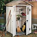 casetta da giardino tuscnay evo m in pvc beige con porta doppio battente superficie interna 1. 35