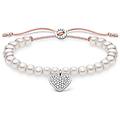 - bracciale con perle bianche con cuore in argento sterling 925 lunghezza 13-20 cm
