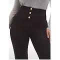 jeggings push up wr. up flare vita alta in cotone organico jeans nero-cuciture in tono donna extra