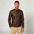 giacca biker da uomo marrone