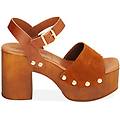 sandali platform cognac in camscio 9 cm