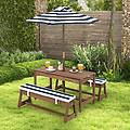 tavolo da picnic per bambini con ombrello set di tavolo e panca in legno con cuscini per